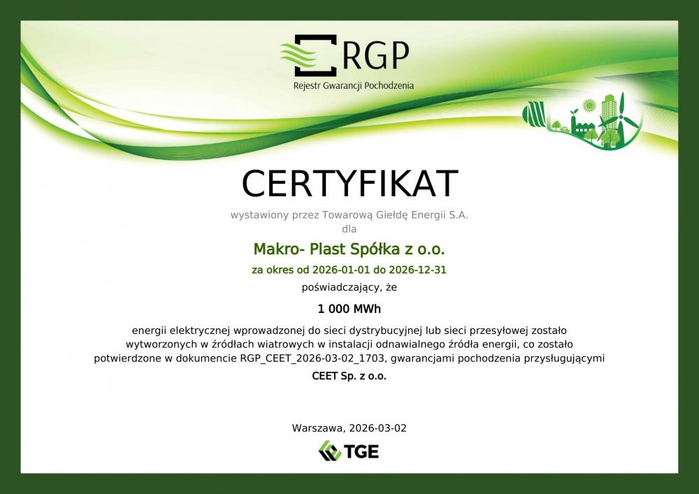 Certyfikat Zielonej Energii