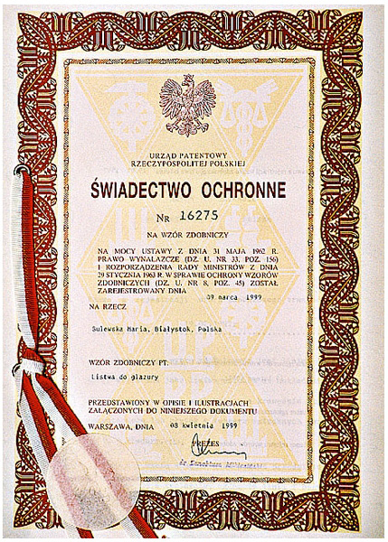 Świadectwo ochronne nr 16275